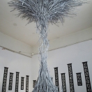 "Prata Pura", wood and silver paint installation, 2014, 500cm