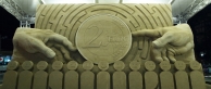 "Creation of Eurozone", sand, Jesolo (Italy), 2017, 3,5 x 7m