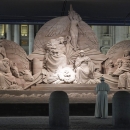 The pope contemplating in front of our work. (Photo  Vatican Media)